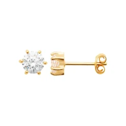 Maison de la Bijouterie Boucles oreilles plaqué or oxyde zirconium 6mm Y0YZ5366Z | Femme Boucles D'Oreilles