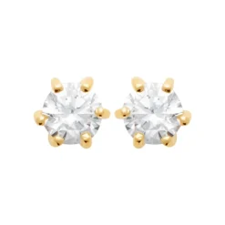 Maison de la Bijouterie Boucles oreilles plaqué or oxyde zirconium 4mm Y0YZ5364Z | Femme Boucles D'Oreilles