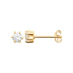 Maison de la Bijouterie Boucles oreilles plaqué or oxyde zirconium 4mm Y0YZ5364Z | Femme Boucles D'Oreilles