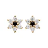 Maison de la Bijouterie Boucles oreilles puces fleurs bicolore plaqué or Y5YU40W | Femme Boucles D'Oreilles