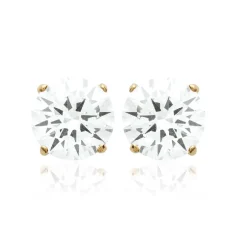 Maison de la Bijouterie Boucles oreilles puces plaqué or oxyde de zirconium 8mm Y5055Z0V | Femme Boucles D'Oreilles