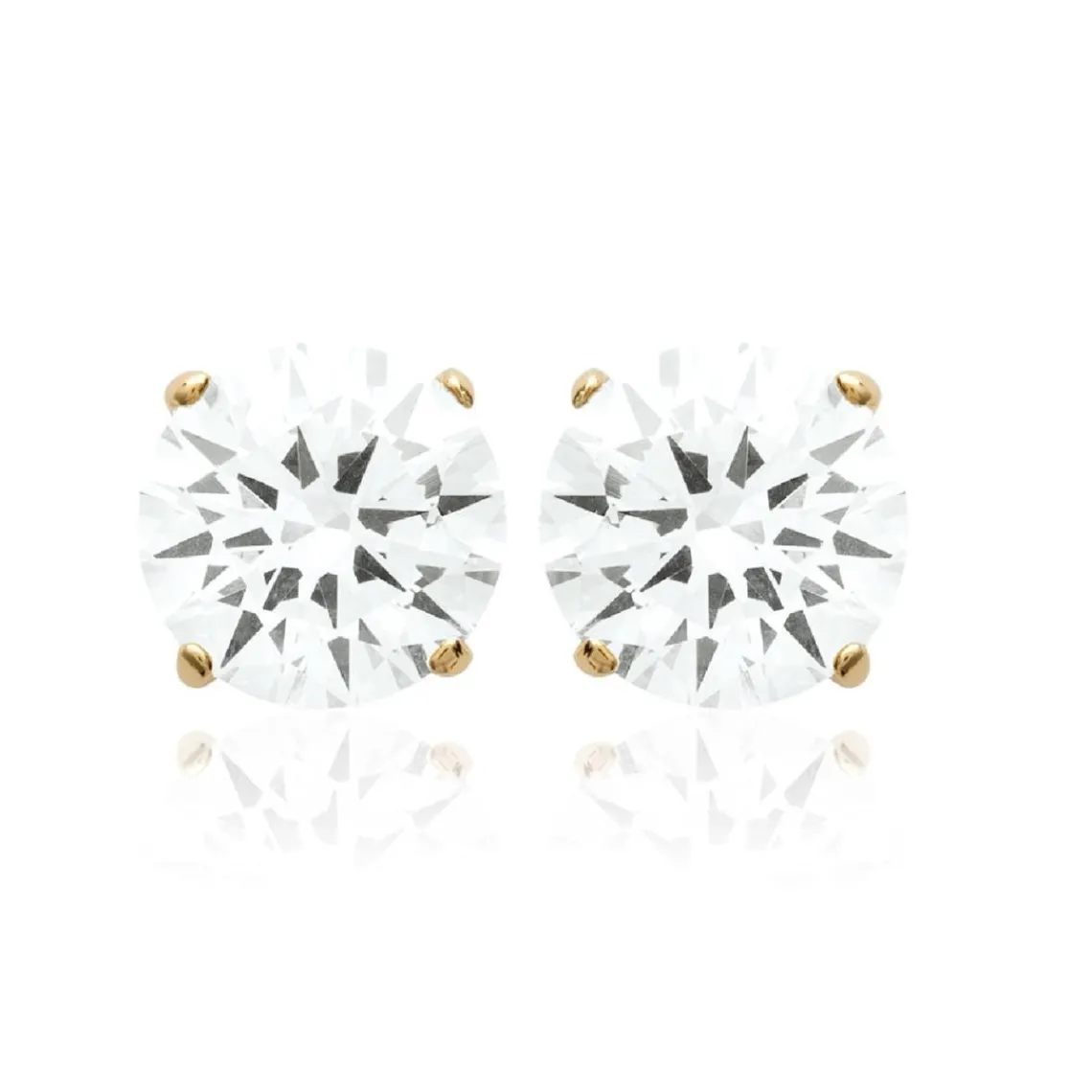 Maison de la Bijouterie Boucles oreilles puces plaqué or oxyde de zirconium 8mm Y5055Z0V | Femme Boucles D'Oreilles
