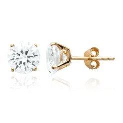 Maison de la Bijouterie Boucles oreilles puces plaqué or oxyde de zirconium 8mm Y5055Z0V | Femme Boucles D'Oreilles