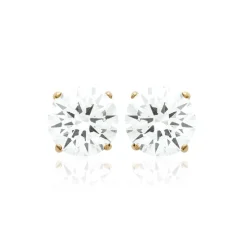 Maison de la Bijouterie Boucles oreilles puces plaqué or oxyde de zirconium 6mm Y5055Z06 | Femme Boucles D'Oreilles