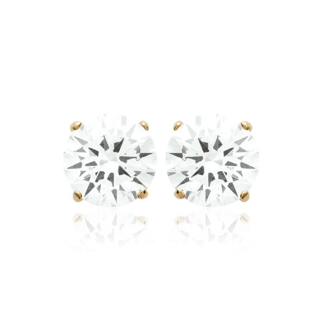 Maison de la Bijouterie Boucles oreilles puces plaqué or oxyde de zirconium 6mm Y5055Z06 | Femme Boucles D'Oreilles