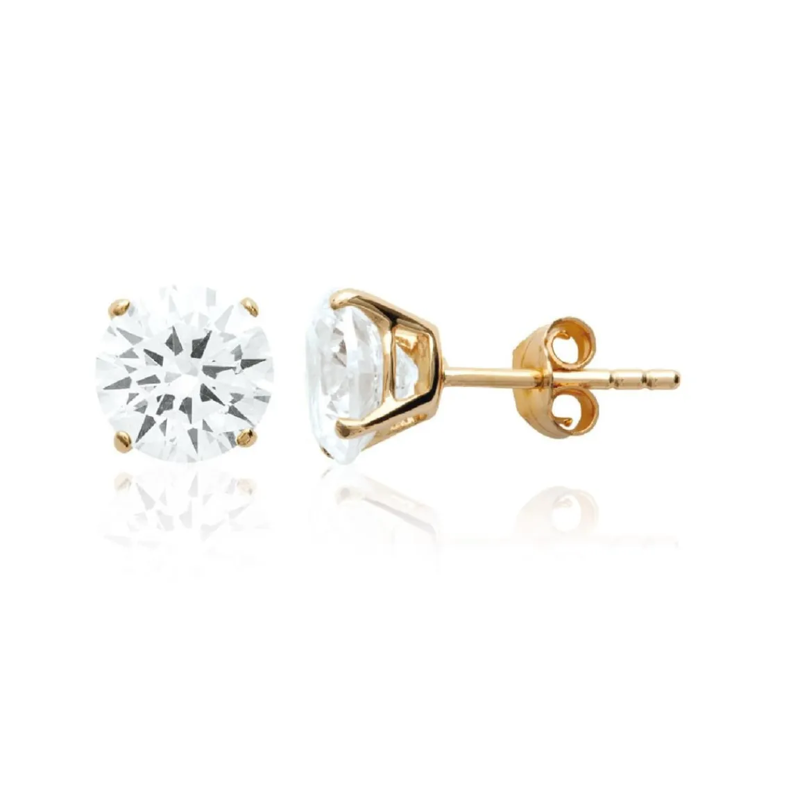 Maison de la Bijouterie Boucles oreilles puces plaqué or oxyde de zirconium 6mm Y5055Z06 | Femme Boucles D'Oreilles