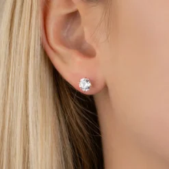 Maison de la Bijouterie Boucles oreilles puces plaqué or oxyde de zirconium 6mm Y5055Z06 | Femme Boucles D'Oreilles