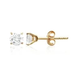 Maison de la Bijouterie Boucles oreilles puces plaqué or oxyde de zirconium 5 mm Y5055Z05 | Femme Boucles D'Oreilles