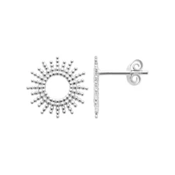 Maison de la Bijouterie Boucles oreilles puces soleil Argent W564V00 | Femme Boucles D'Oreilles