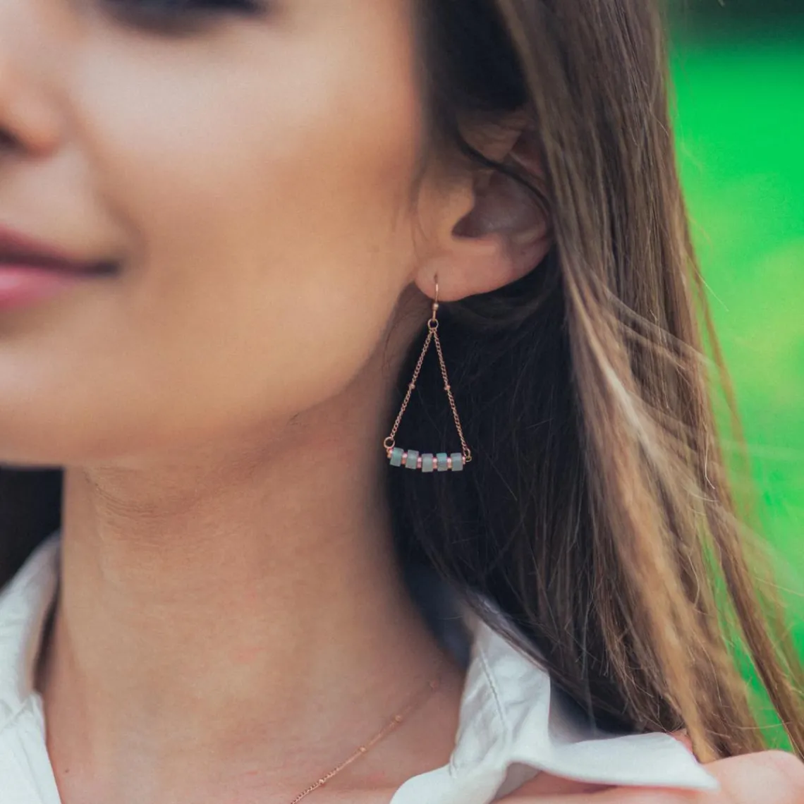 Sloya Boucles oreilles Piana en pierres Amazonite | Femme Boucles D'Oreilles