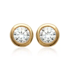 Maison de la Bijouterie Boucles oreilles solitaire plaqué or 3mm Y5ZZ5Z03 | Femme Boucles D'Oreilles