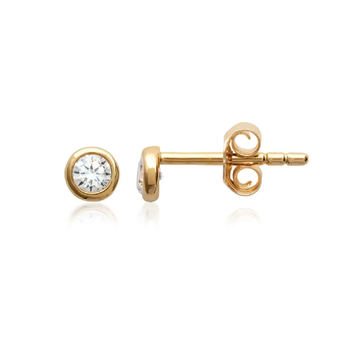 Maison de la Bijouterie Boucles oreilles solitaire plaqué or 3mm Y5ZZ5Z03 | Femme Boucles D'Oreilles