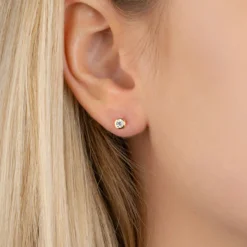 Maison de la Bijouterie Boucles oreilles solitaire plaqué or 3mm Y5ZZ5Z03 | Femme Boucles D'Oreilles