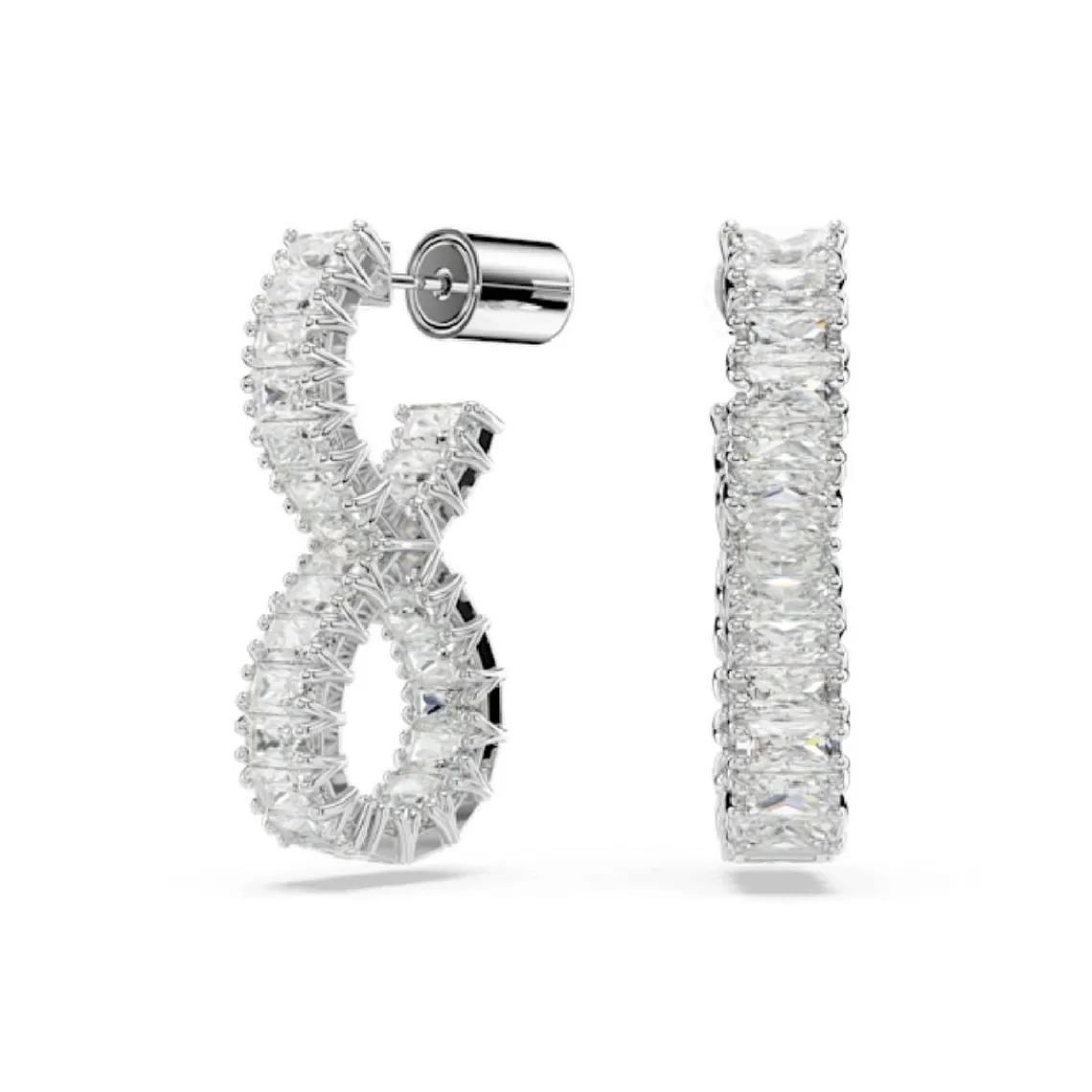Swarovski Bijoux Boucles oreilles Swarovski Hyperbola Hoop Twist - 5684047 blanc,argent | Femme Boucles D'Oreilles
