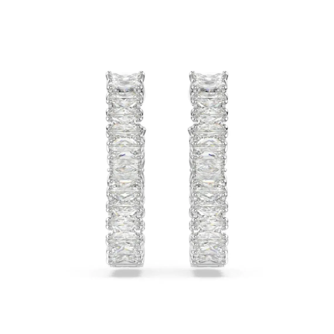 Swarovski Bijoux Boucles oreilles Swarovski Hyperbola Hoop Twist - 5684047 blanc,argent | Femme Boucles D'Oreilles