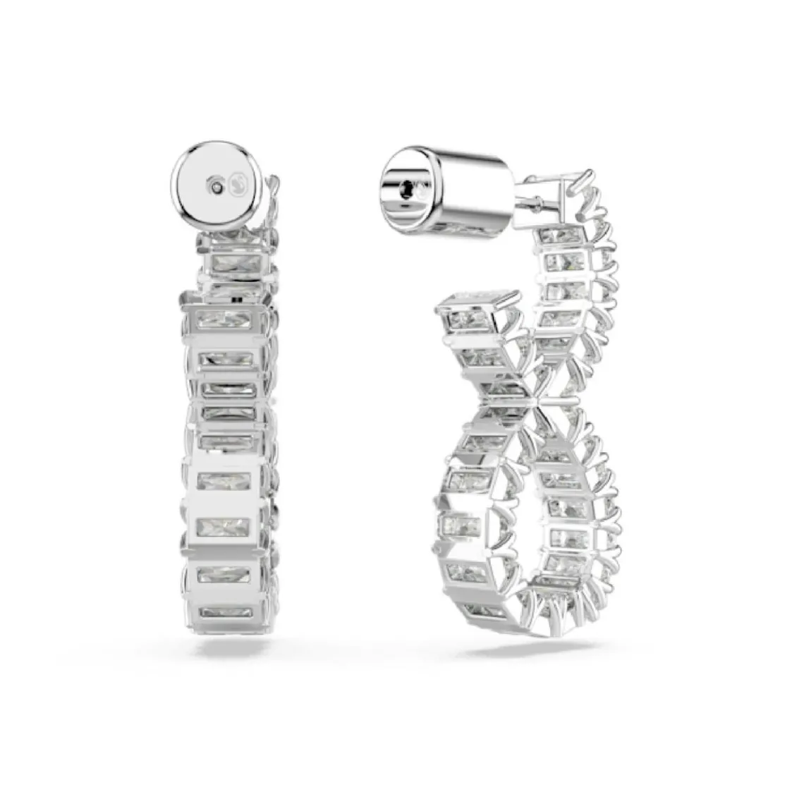 Swarovski Bijoux Boucles oreilles Swarovski Hyperbola Hoop Twist - 5684047 blanc,argent | Femme Boucles D'Oreilles