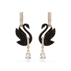 Swarovski Bijoux Boucles oreilles Swarovski Swan - 5678047 noir,doré rose | Femme Boucles D'Oreilles