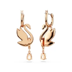 Swarovski Bijoux Boucles oreilles Swarovski Swan - 5678047 noir,doré rose | Femme Boucles D'Oreilles
