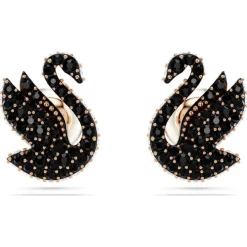Swarovski Bijoux Boucles oreilles Swarovski Swan - 5684608 noir,doré rose | Femme Boucles D'Oreilles
