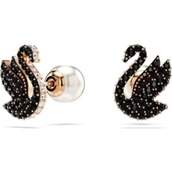 Swarovski Bijoux Boucles oreilles Swarovski Swan - 5684608 noir,doré rose | Femme Boucles D'Oreilles