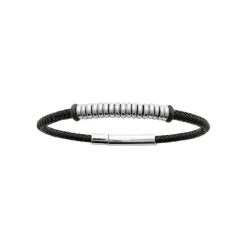 Maison de la Bijouterie Bracelet Homme acier cuir tressé noir 3ZYZYVYZ | Homme Bracelet