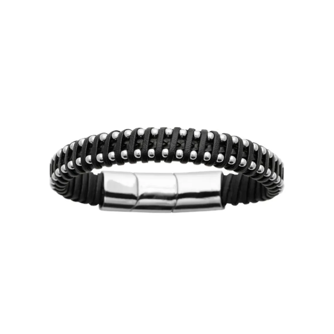 Maison de la Bijouterie Bracelet Homme acier cuir tressé noir 3ZYZYYYZ | Homme Bracelet