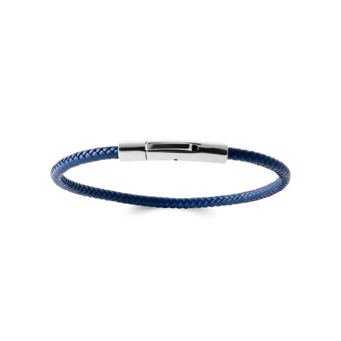 Maison de la Bijouterie Bracelet Homme acier cuir tressé bleu 3ZY0UWZU | Homme Bracelet