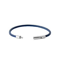Maison de la Bijouterie Bracelet Homme acier cuir tressé bleu 3ZY0UWZU | Homme Bracelet