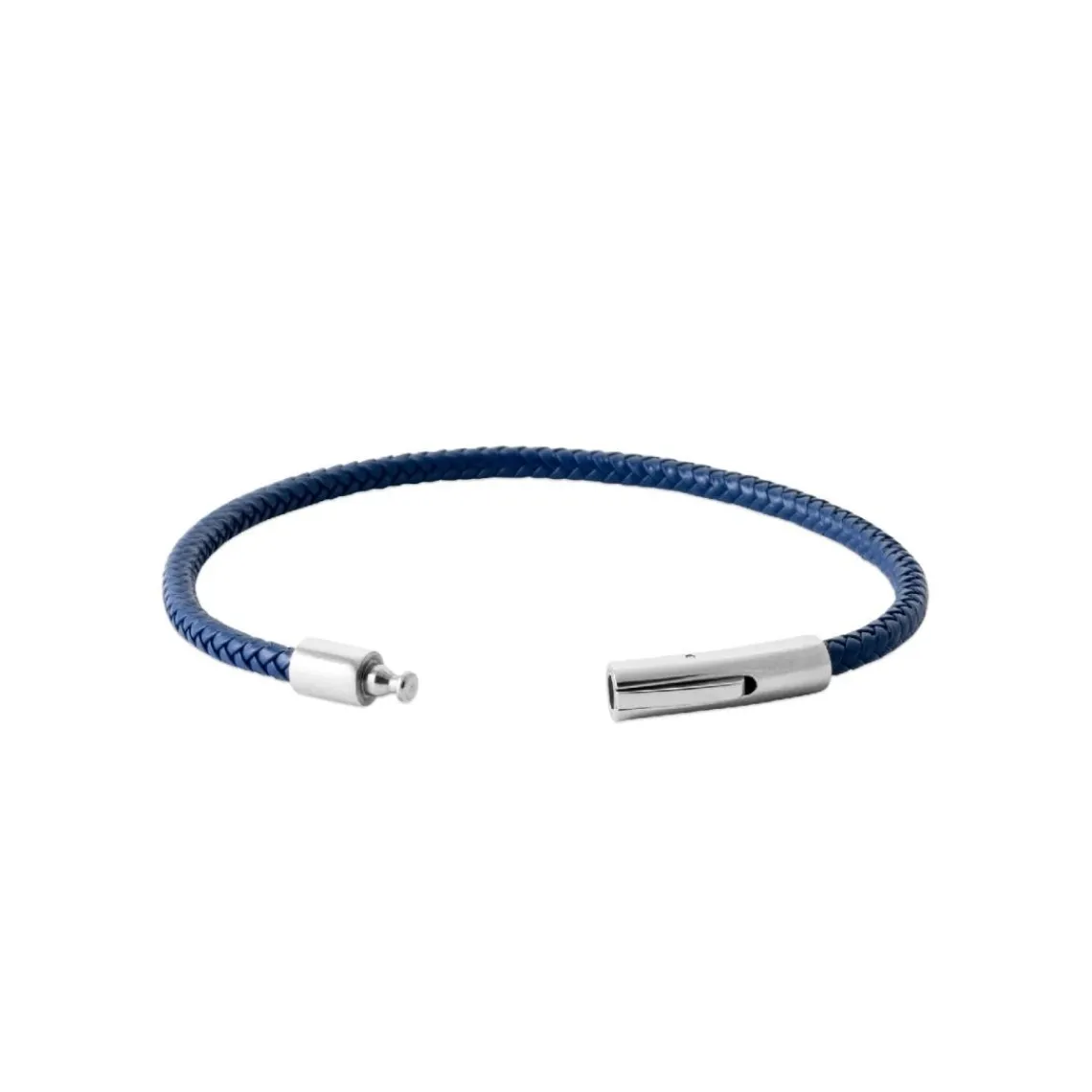 Maison de la Bijouterie Bracelet Homme acier cuir tressé bleu 3ZY0UWZU | Homme Bracelet