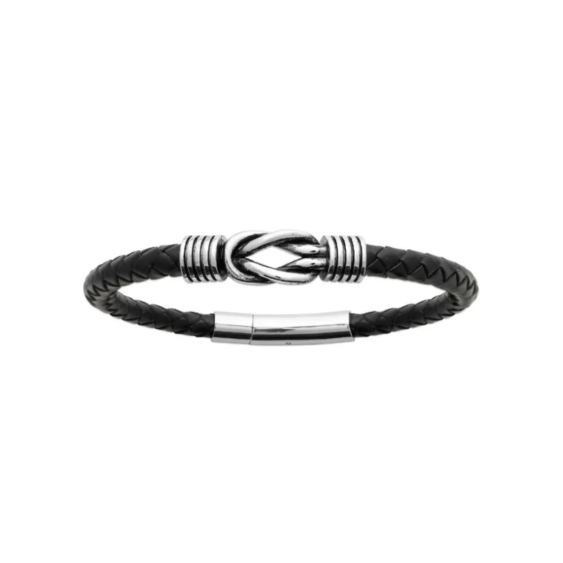 Maison de la Bijouterie Bracelet Homme acier nœud cuir noir 3ZYZY4YZ | Homme Bracelet