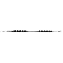 Maison de la Bijouterie Bracelet Homme acier perles agate noire 3ZYZ35YZ | Homme Bracelet