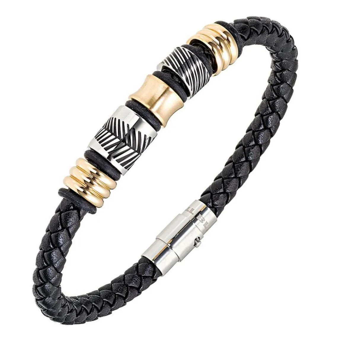 All Blacks Bijoux Bracelet Homme - 682345 Acier, Cuir Couleur Argent, Marron | Homme Bracelet