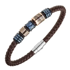 All Blacks Bijoux Bracelet Homme - 682385 Acier, Cuir Couleur Marron, multicolore | Homme Bracelet