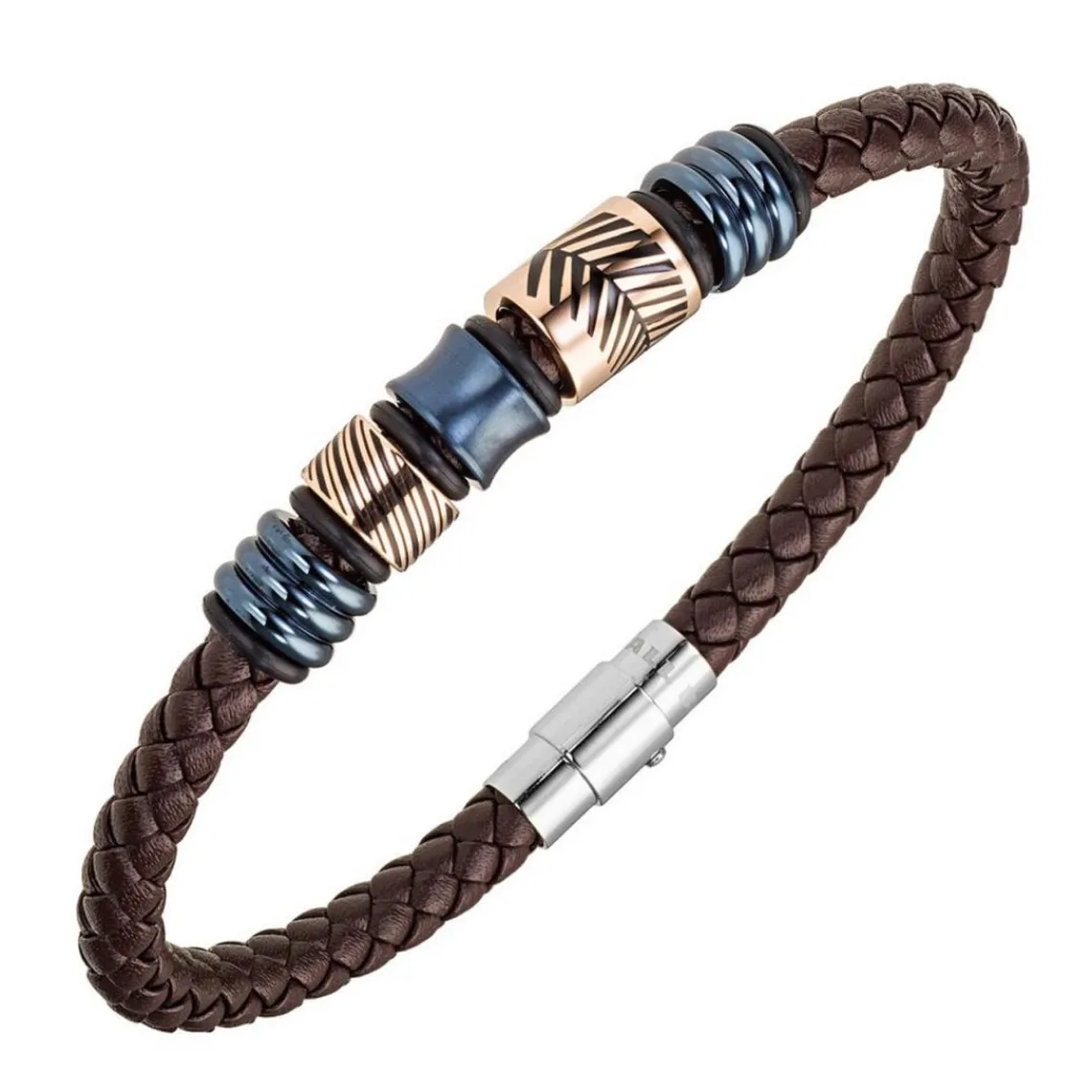 All Blacks Bijoux Bracelet Homme - 682385 Acier, Cuir Couleur Marron, multicolore | Homme Bracelet