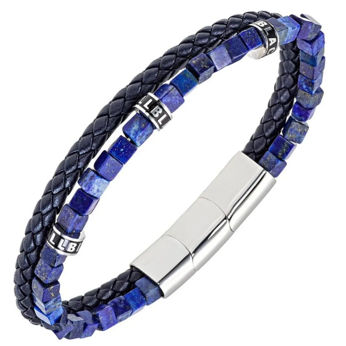 All Blacks Bijoux Bracelet Homme - 682352 Acier, Cuir Couleur Argent, Bleu | Homme Bracelet