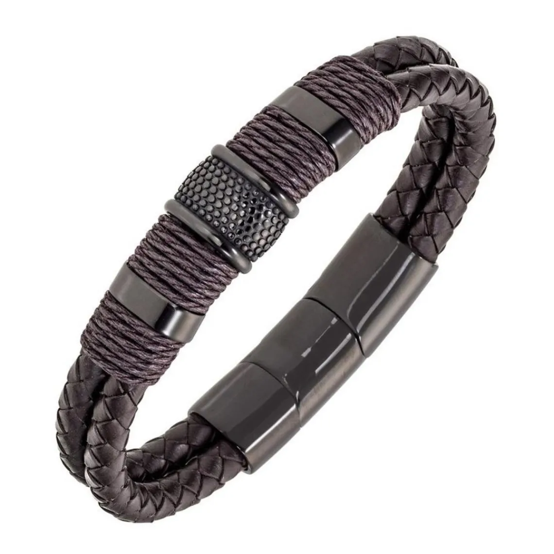 All Blacks Bijoux Bracelet Homme - 682336 Acier, Cuir Couleur Noir, Marron | Homme Bracelet