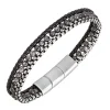 All Blacks Bijoux Bracelet Homme - 682395 Acier, Cuir Couleur Noir, Argent | Homme Bracelet