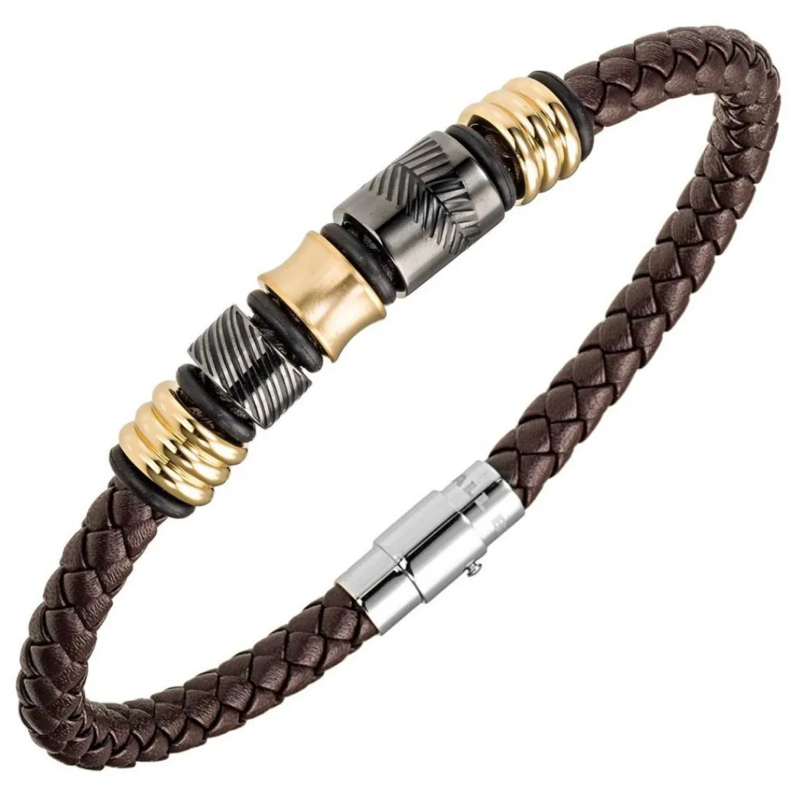 All Blacks Bijoux Bracelet Homme - 682384 Acier, Cuir Couleur Marron, multicolore | Homme Bracelet