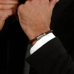 Boss Bijoux Bracelet Homme Ares Single - 1580623 Cuir, Acier Argent | Homme Bracelet