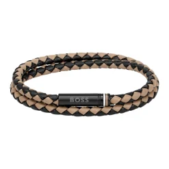 Boss Bijoux Bracelet Homme Ares 1580495 - Cuir, Acier Marron | Homme Bracelet
