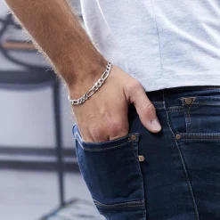 Maison de la Bijouterie Bracelet Homme Chaine Figaro 1-3 6mm Argent Z33Y00YZ | Homme Bracelet