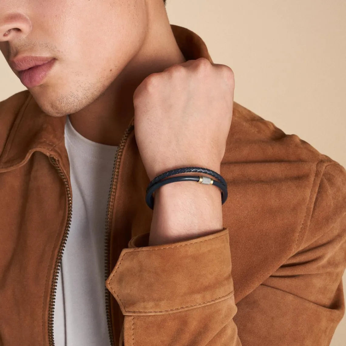 Fossil Bijoux Bracelet Homme - JF04703998 - Cuir,Acier Bleu | Homme Bracelet