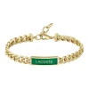 Lacoste Bracelet Homme Fence - 2040323 Acier Doré, Vert Ajustable Circonference Interieure 190 Mm | Homme Bracelet