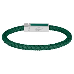 Lacoste Bracelet Homme Rokel - 2040449 Acier, Cuir Noir, Vert | Homme Bracelet