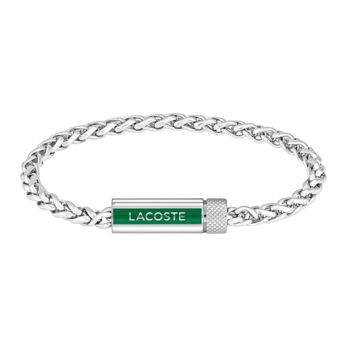 Lacoste Bracelet Homme Spelt - 2040337 Acier Argent, Vert Ajustable Circonference Interieure 190 Mm | Homme Bracelet