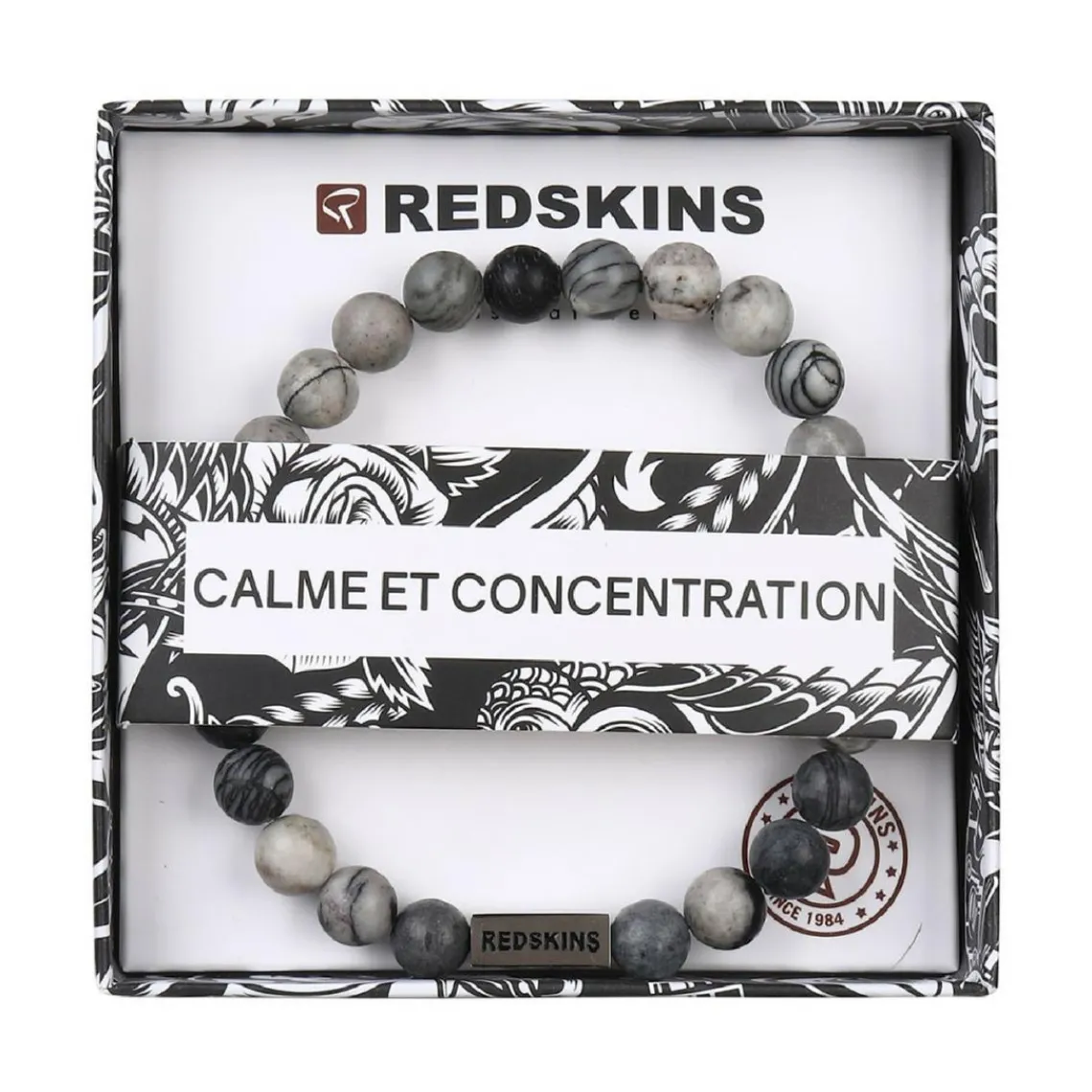 Redskins Bracelet Homme Bijoux Agate Black - 285701 Pierre Blanc | Homme Bracelet