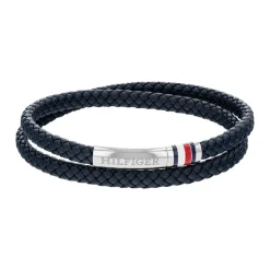 Tommy Hilfiger Bijoux Bracelet Homme Tommy Hilfiger Double - 2790549 Acier, Cuir Argent, Bleu | Homme Bracelet