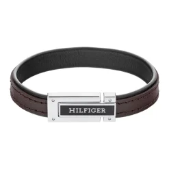 Tommy Hilfiger Bijoux Bracelet Homme Tommy Hilfiger Flat - 2790559 Acier, Cuir Argent, Marron | Homme Bracelet