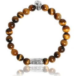 Lauren Steven Bracelet Design ML001 - Bracelet En Pierre Naturelle Oeil de Tigre Homme | Homme Bracelet