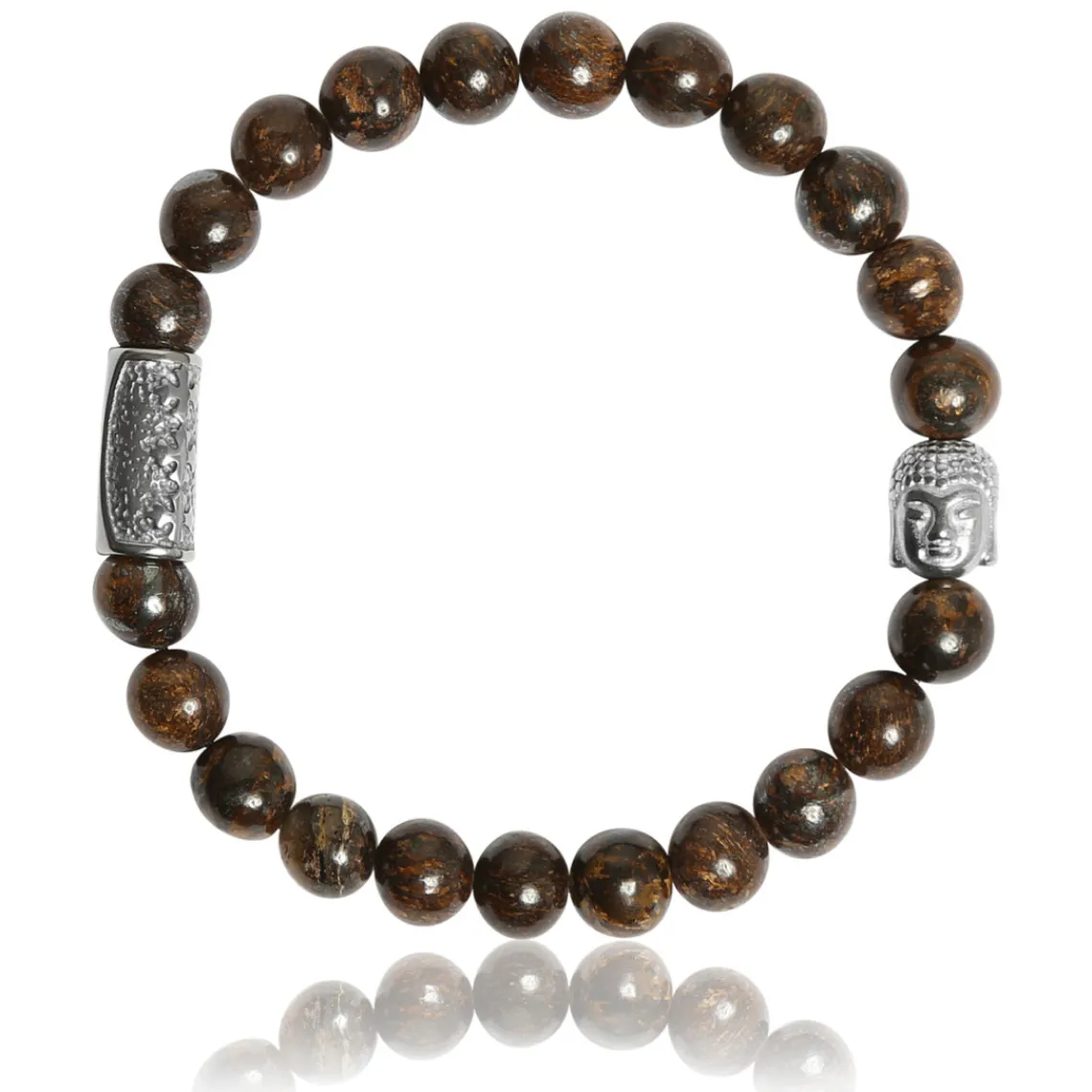 Lauren Steven Bracelet Design ML053 - Bracelet En Pierre Naturelle Bronzite Homme | Homme Bracelet